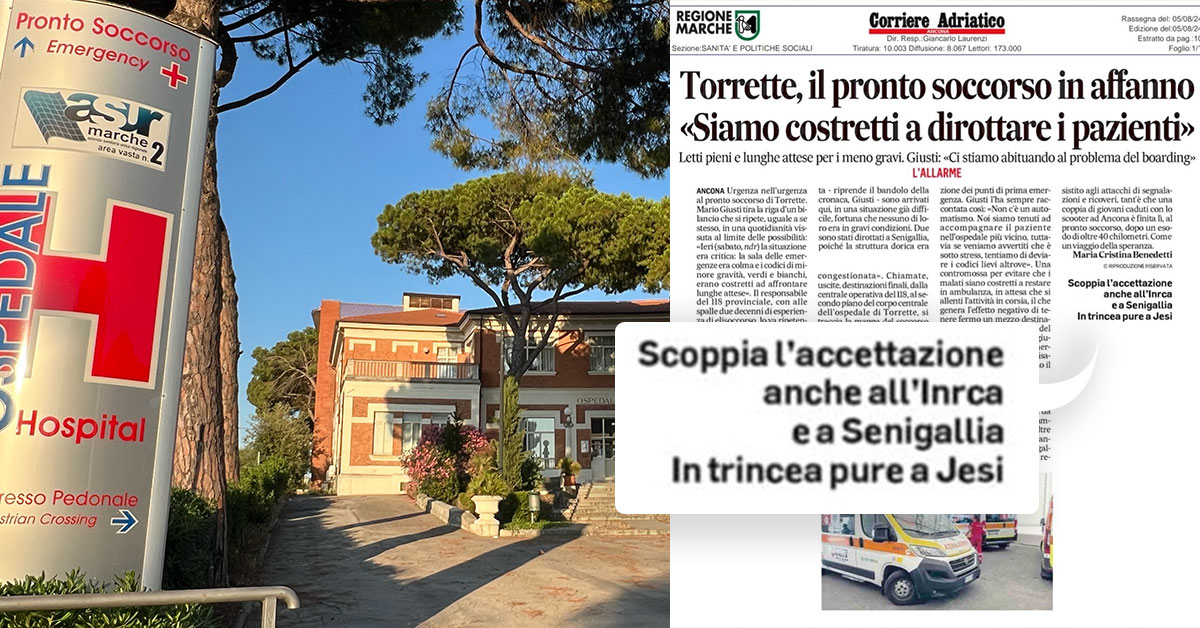 Al Pronto Soccorso di Senigallia, già al limite, arrivano pazienti dirottati da Torrette