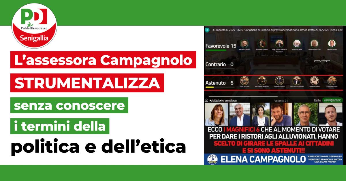 L'assessora Campagnolo STRUMENTALIZZA senza conoscere i termini della politica e dell'etica